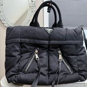 Prada Black Quilted Bag with Silver Accents